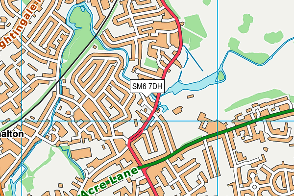 SM6 7DH map - OS VectorMap District (Ordnance Survey)