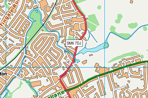 SM6 7DJ map - OS VectorMap District (Ordnance Survey)