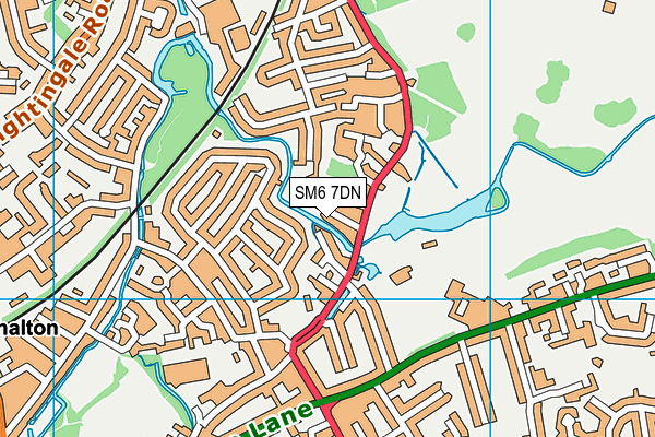 SM6 7DN map - OS VectorMap District (Ordnance Survey)