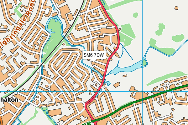 SM6 7DW map - OS VectorMap District (Ordnance Survey)