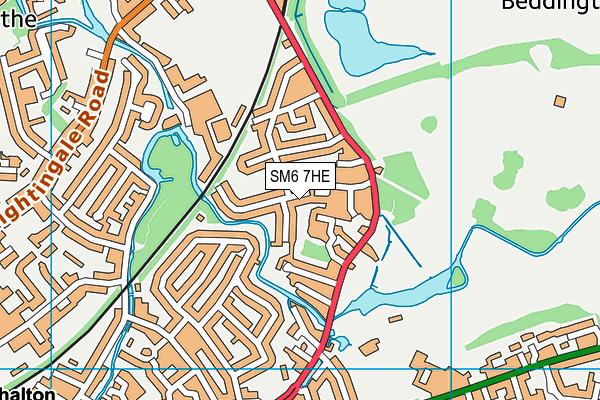 SM6 7HE map - OS VectorMap District (Ordnance Survey)