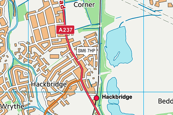 SM6 7HP map - OS VectorMap District (Ordnance Survey)