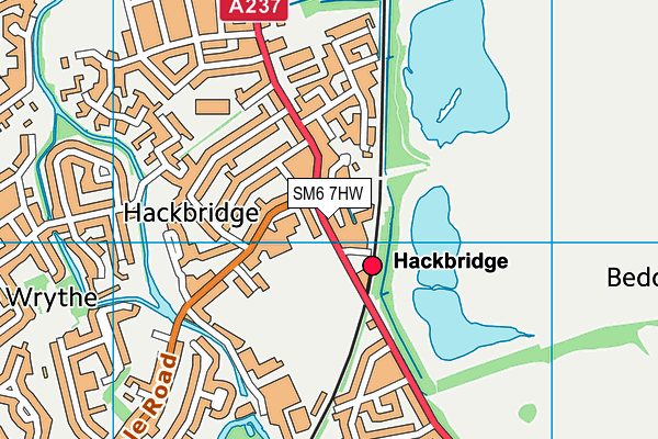 SM6 7HW map - OS VectorMap District (Ordnance Survey)