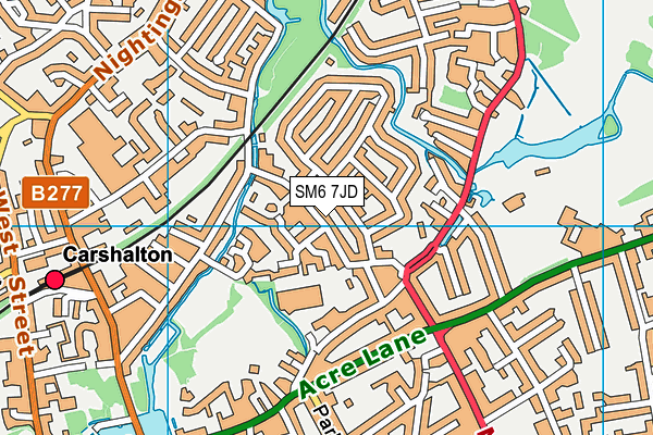 SM6 7JD map - OS VectorMap District (Ordnance Survey)