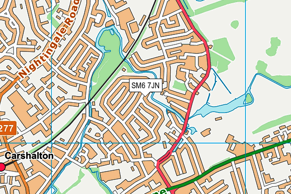SM6 7JN map - OS VectorMap District (Ordnance Survey)