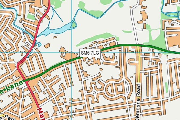SM6 7LG map - OS VectorMap District (Ordnance Survey)