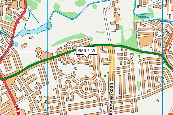 SM6 7LW map - OS VectorMap District (Ordnance Survey)