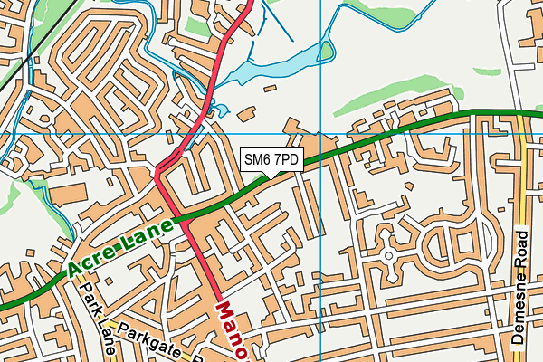 SM6 7PD map - OS VectorMap District (Ordnance Survey)