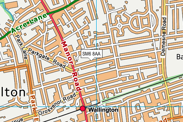 SM6 8AA map - OS VectorMap District (Ordnance Survey)