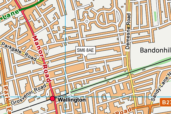 SM6 8AE map - OS VectorMap District (Ordnance Survey)