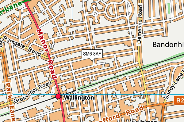 SM6 8AF map - OS VectorMap District (Ordnance Survey)