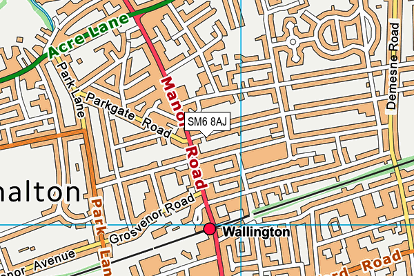 SM6 8AJ map - OS VectorMap District (Ordnance Survey)