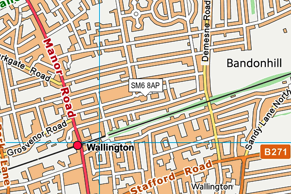 SM6 8AP map - OS VectorMap District (Ordnance Survey)