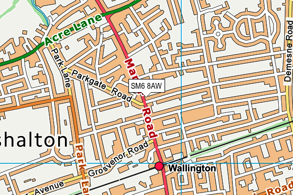 SM6 8AW map - OS VectorMap District (Ordnance Survey)