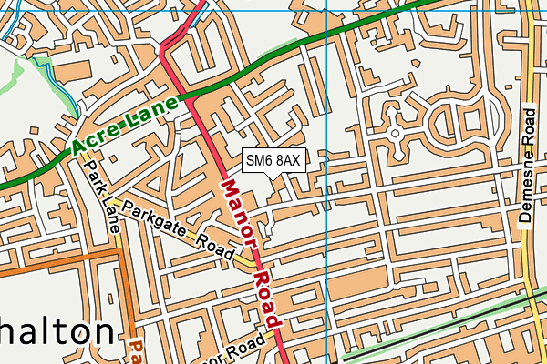 SM6 8AX map - OS VectorMap District (Ordnance Survey)