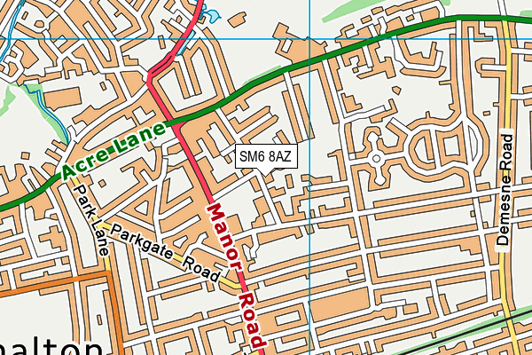 SM6 8AZ map - OS VectorMap District (Ordnance Survey)