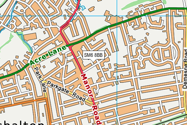 SM6 8BB map - OS VectorMap District (Ordnance Survey)