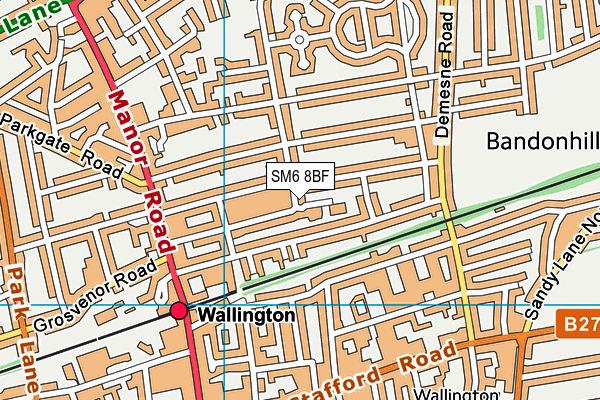 SM6 8BF map - OS VectorMap District (Ordnance Survey)