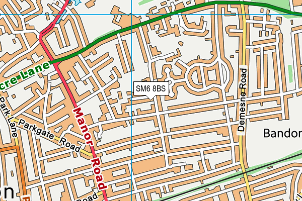 SM6 8BS map - OS VectorMap District (Ordnance Survey)