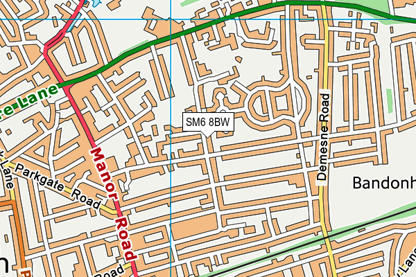 SM6 8BW map - OS VectorMap District (Ordnance Survey)