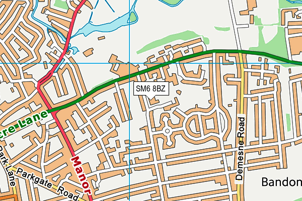 SM6 8BZ map - OS VectorMap District (Ordnance Survey)