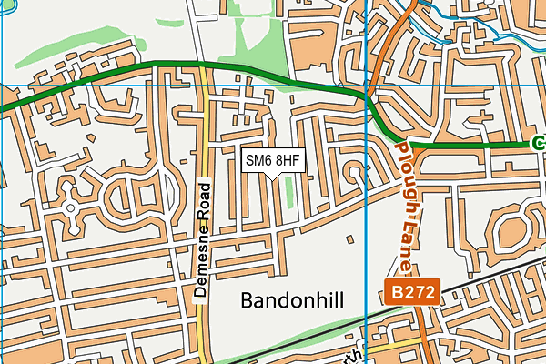 SM6 8HF map - OS VectorMap District (Ordnance Survey)