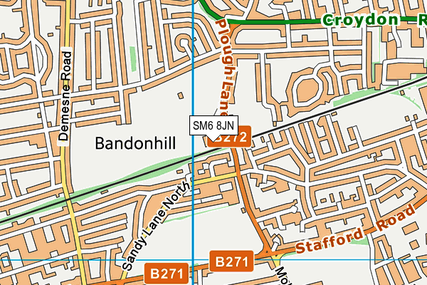 SM6 8JN map - OS VectorMap District (Ordnance Survey)