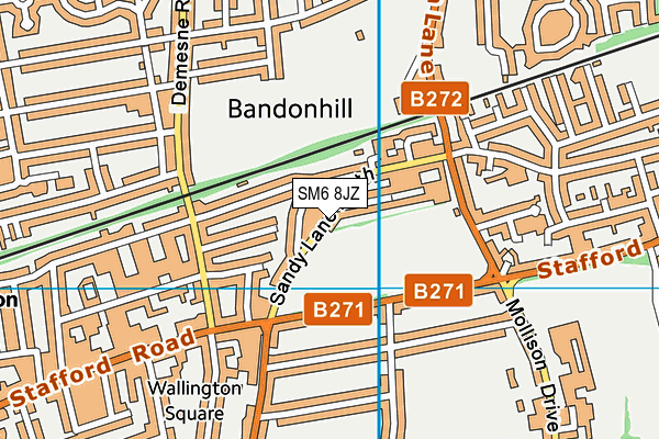 SM6 8JZ map - OS VectorMap District (Ordnance Survey)