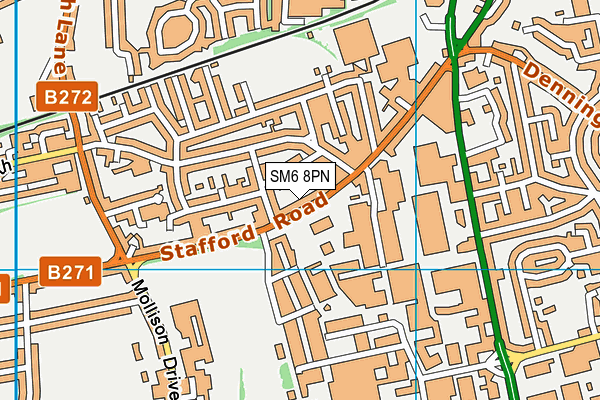 SM6 8PN map - OS VectorMap District (Ordnance Survey)