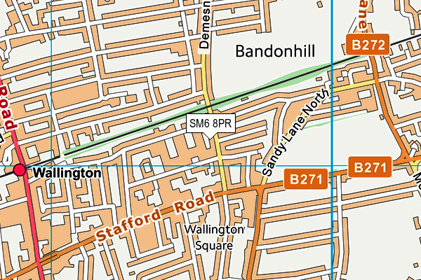 SM6 8PR map - OS VectorMap District (Ordnance Survey)