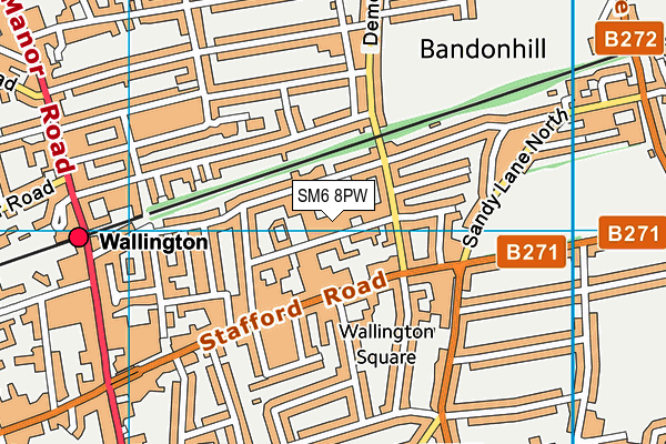 SM6 8PW map - OS VectorMap District (Ordnance Survey)