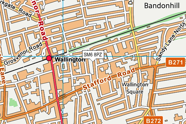 SM6 8PZ map - OS VectorMap District (Ordnance Survey)