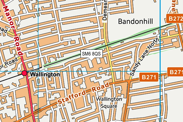 SM6 8QS map - OS VectorMap District (Ordnance Survey)