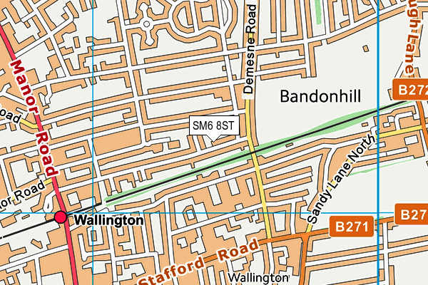 SM6 8ST map - OS VectorMap District (Ordnance Survey)