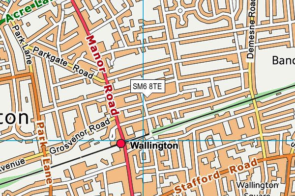 SM6 8TE map - OS VectorMap District (Ordnance Survey)