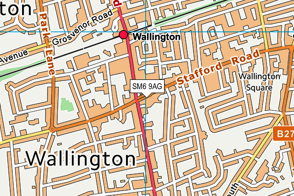 SM6 9AG map - OS VectorMap District (Ordnance Survey)