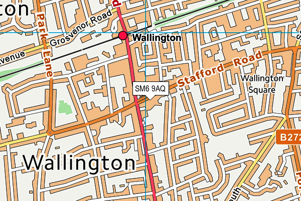 Wallington Hall (Closed) map (SM6 9AQ) - OS VectorMap District (Ordnance Survey)