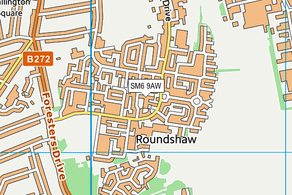 SM6 9AW map - OS VectorMap District (Ordnance Survey)