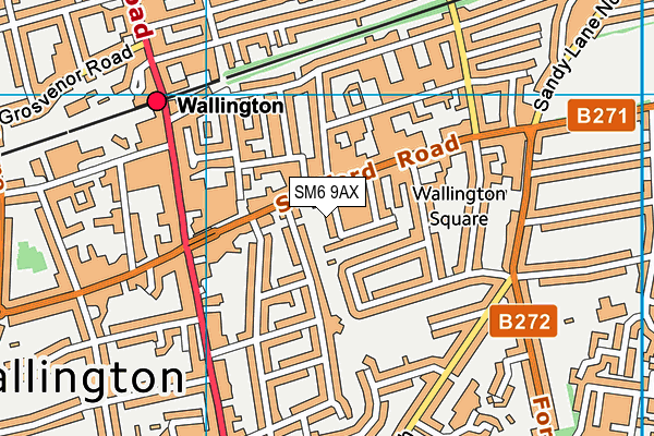 SM6 9AX map - OS VectorMap District (Ordnance Survey)