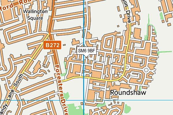 SM6 9BF map - OS VectorMap District (Ordnance Survey)