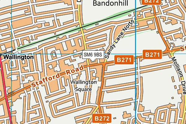 SM6 9BS map - OS VectorMap District (Ordnance Survey)