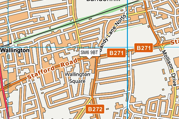 SM6 9BT map - OS VectorMap District (Ordnance Survey)