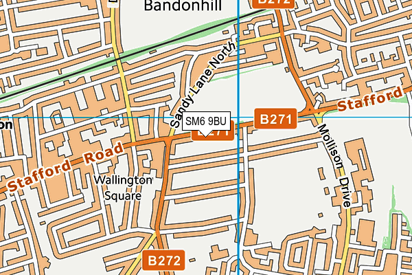 SM6 9BU map - OS VectorMap District (Ordnance Survey)