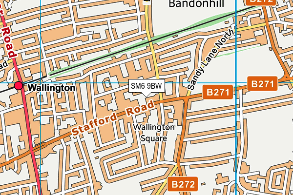 SM6 9BW map - OS VectorMap District (Ordnance Survey)