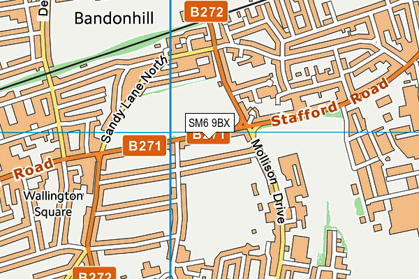 SM6 9BX map - OS VectorMap District (Ordnance Survey)