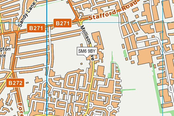 SM6 9BY map - OS VectorMap District (Ordnance Survey)