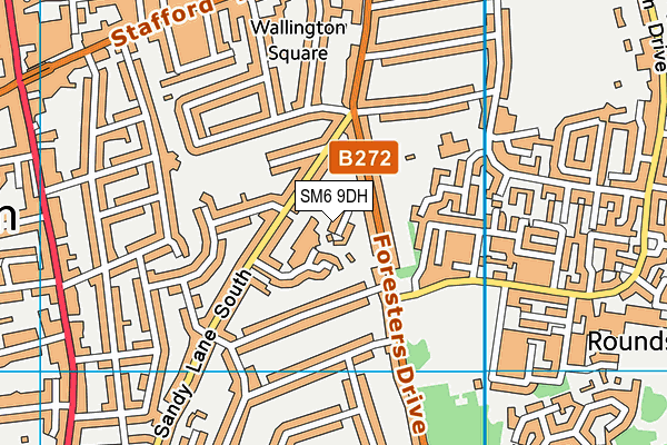 SM6 9DH map - OS VectorMap District (Ordnance Survey)