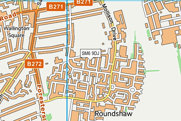 SM6 9DJ map - OS VectorMap District (Ordnance Survey)