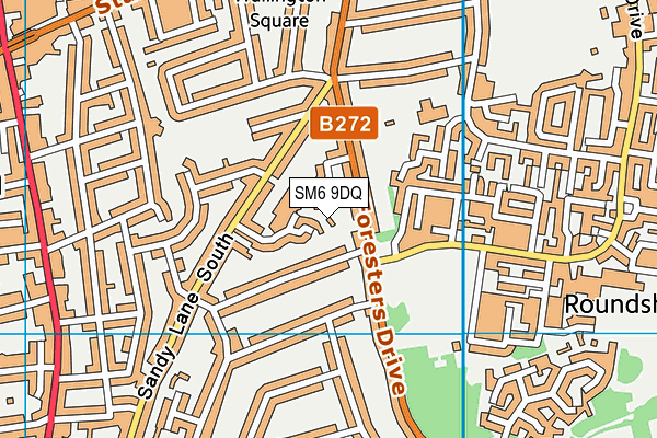 SM6 9DQ map - OS VectorMap District (Ordnance Survey)