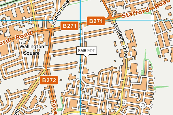 SM6 9DT map - OS VectorMap District (Ordnance Survey)